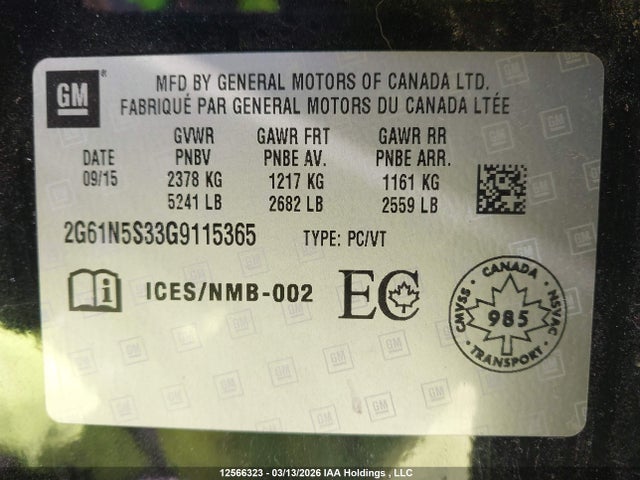 2G61N5S33G9115365 Cadillac Xts Luxury Collection