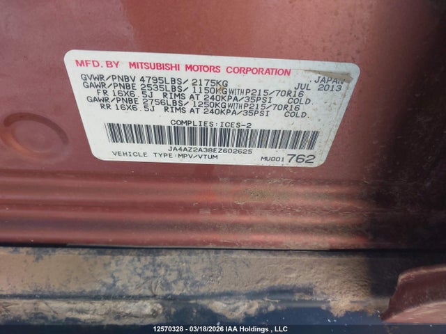 JA4AZ2A38EZ602625 Mitsubishi Outlander Es
