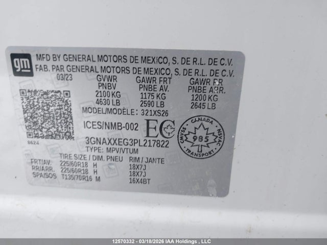 3GNAXXEG3PL217822 Chevrolet Equinox Premier