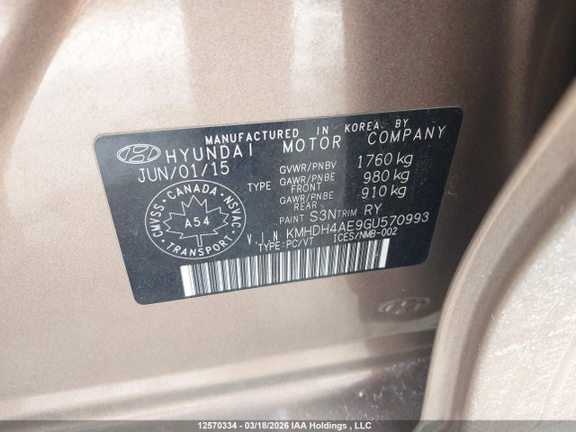 KMHDH4AE9GU570993 Hyundai Elantra Se/sport/limited