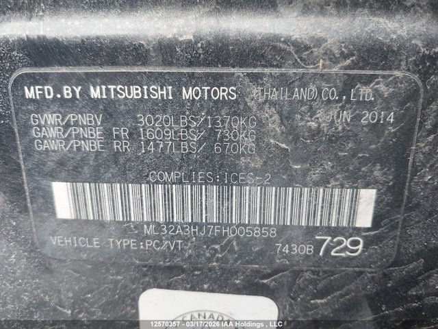 ML32A3HJ7FH005858 Mitsubishi MIRAGE ES