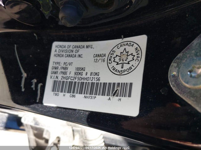 Aukcja sprzedaży 2017 Honda Civic, vin: 2HGFC2F50HH012156, numer aukcji: 12570377