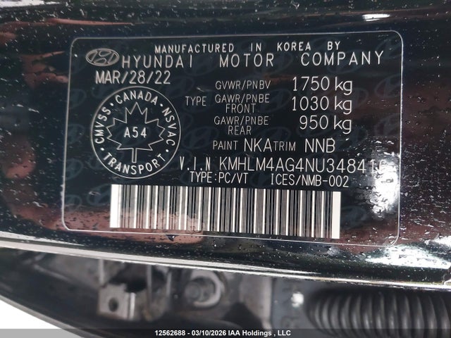 2022 Hyundai Elantra Preferred Ivt With Sun And Tech Package მანქანა იყიდება აუქციონზე, vin: KMHLM4AG4NU348416, აუქციონის ნომერი: 12562688