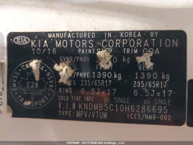 Продаж на аукціоні авто 2017 Kia Sedona Lx, vin: KNDMB5C10H6286695, номер лоту: 12570448