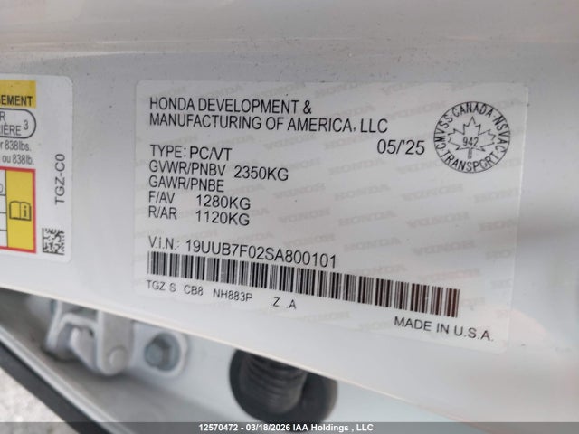 Acura Tlx Type S 2025 19UUB7F02SA800101 Image 9