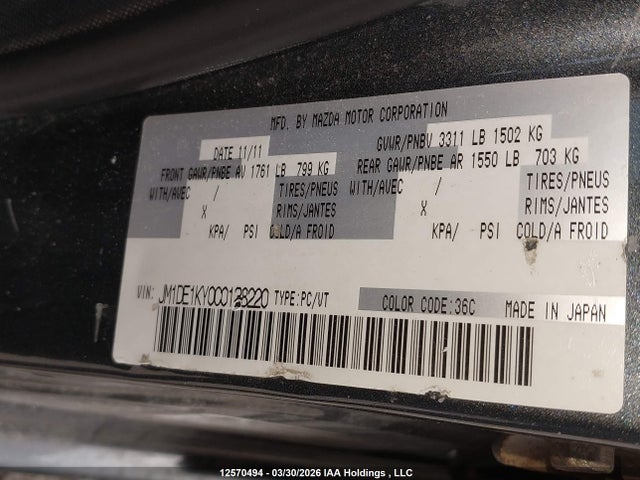 Продажа на аукционе авто 2012 Mazda Mazda2, vin: JM1DE1KY0C0138220, номер лота: 12570494