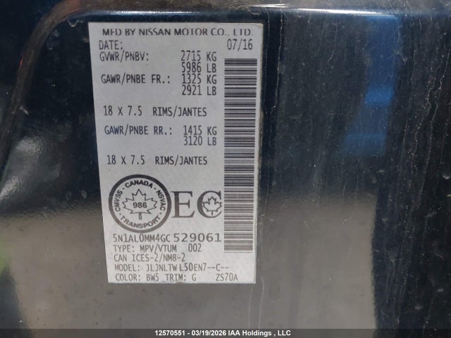 5N1AL0MM4GC529061 Infiniti QX60