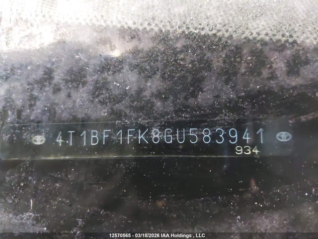 12570565 :رقم المزاد ، 4T1BF1FK8GU583941 vin ، 2016 Toyota Camry مزاد بيع