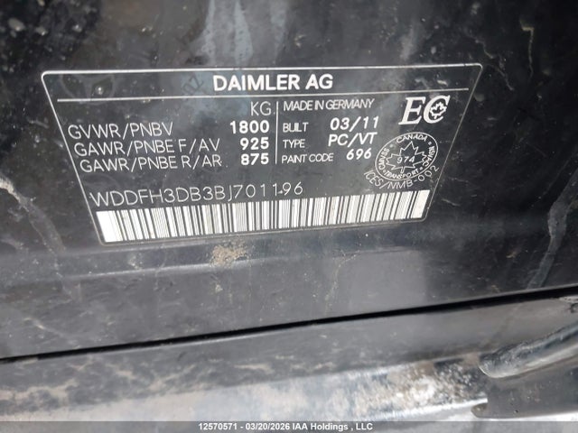 Aukcja sprzedaży 2011 Mercedes-benz B200, vin: WDDFH3DB3BJ701196, numer aukcji: 12570571