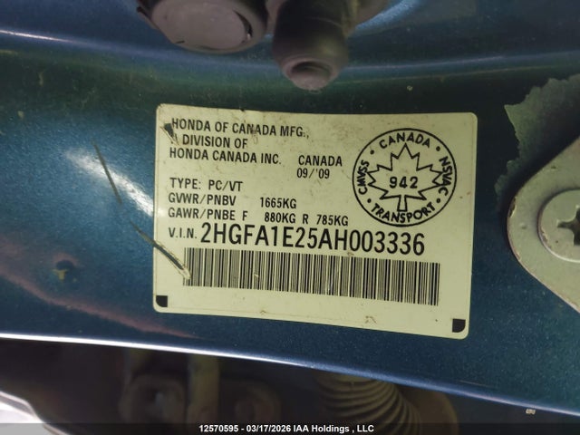 Aukcja sprzedaży 2010 Honda Civic, vin: 2HGFA1E25AH003336, numer aukcji: 12570595