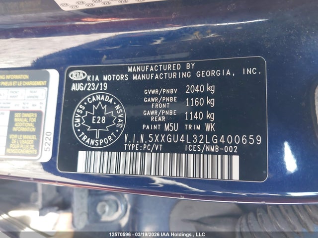 5XXGU4L32LG400659 KIA Optima Ex/ex+