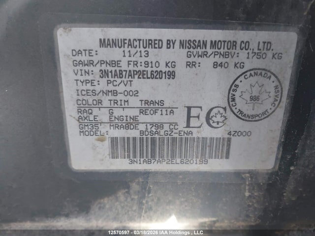 3N1AB7AP2EL620199 Nissan Sentra
