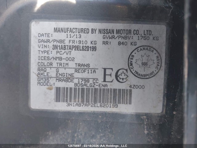 3N1AB7AP2EL620199 Nissan Sentra
