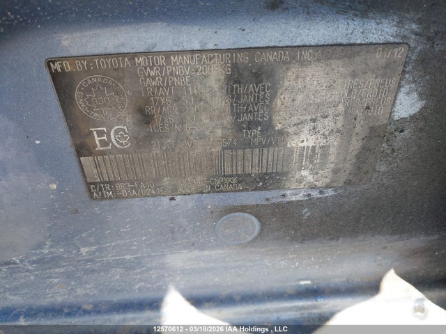 12570612 :رقم المزاد ، 2T3ZF4DV7CW109574 vin ، 2012 Toyota Rav4 مزاد بيع