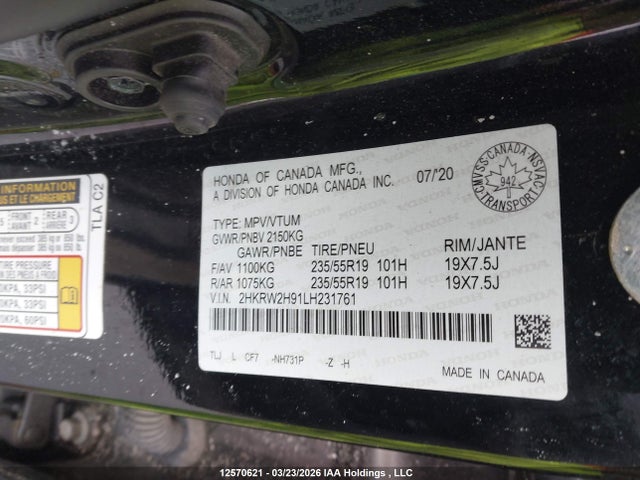 2HKRW2H91LH231761 Honda CR-V