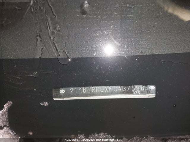 Aukcja sprzedaży 2015 Toyota Corolla, vin: 2T1BURHEXFC437598, numer aukcji: 12570649