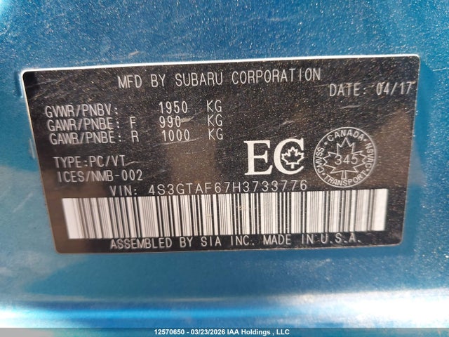 4S3GTAF67H3733776 Subaru Impreza Sport