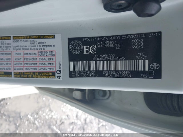 JTNKARJE9HJ551596 Toyota Corolla