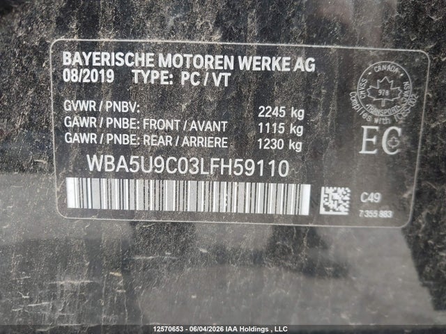 Продажа на аукционе авто 2020 Bmw M340xi, vin: WBA5U9C03LFH59110, номер лота: 12570653