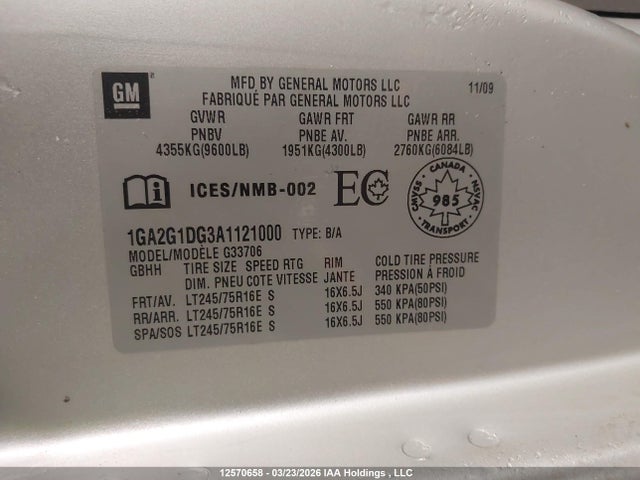 Продажа на аукционе авто 2010 Chevrolet Express G3500 Lt, vin: 1GA2G1DG3A1121000, номер лота: 12570658