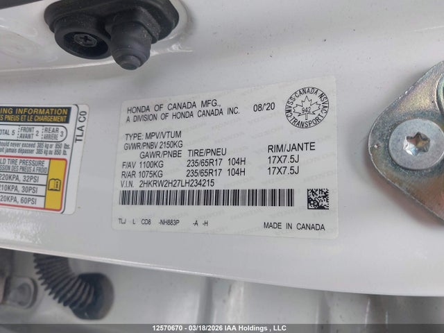 2HKRW2H27LH234215 Honda CR-V LX