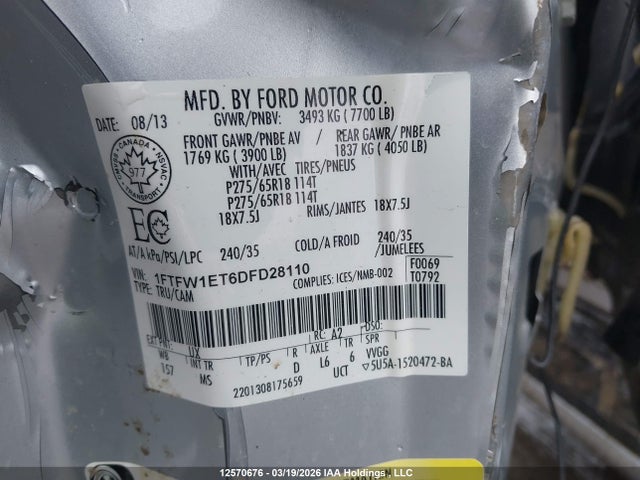 Aukcja sprzedaży 2013 Ford F150 Supercrew, vin: 1FTFW1ET6DFD28110, numer aukcji: 12570676