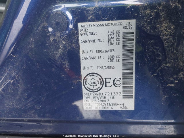 Продажа на аукционе авто 2020 Nissan Rogue, vin: 5N1AT2MV8LC721372, номер лота: 12570688