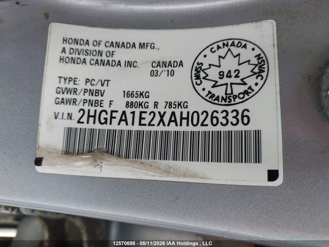 Продажа на аукционе авто 2010 Honda Civic, vin: 2HGFA1E2XAH026336, номер лота: 12570698