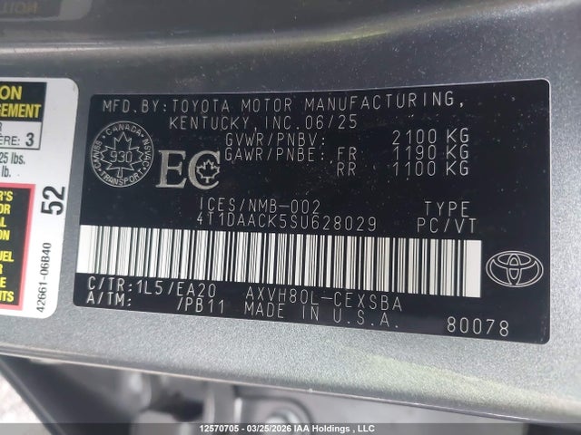 Toyota CAMRY SE 2025 4T1DAACK5SU628029 Image 9