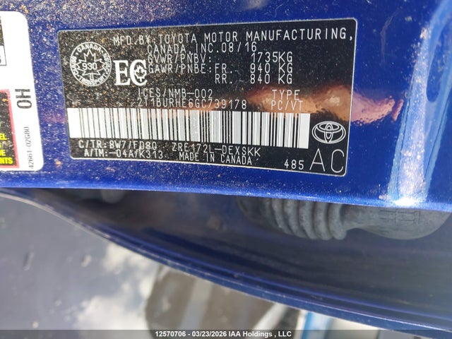 2T1BURHE6GC739178 Toyota Corolla