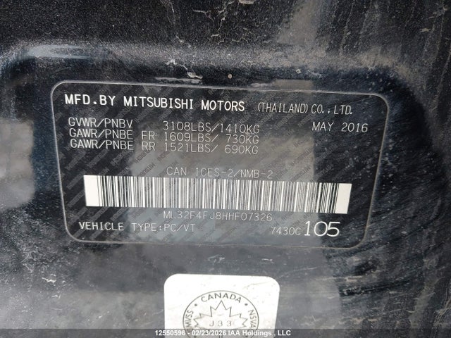 Продаж на аукціоні авто 2017 Mitsubishi Mirage G4 Sel, vin: ML32F4FJ8HHF07326, номер лоту: 12550596
