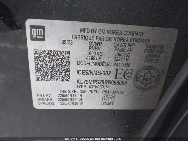 Aukcja sprzedaży 2024 Chevrolet Trailblazer Lt, vin: KL79MPS28RB068094, numer aukcji: 12570711