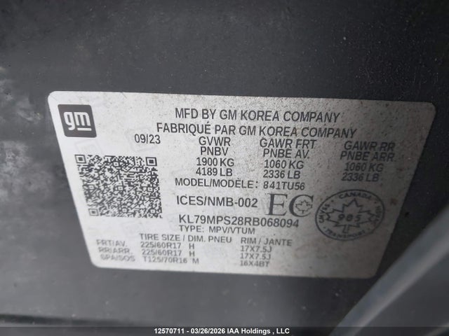 Aukcja sprzedaży 2024 Chevrolet Trailblazer Lt, vin: KL79MPS28RB068094, numer aukcji: 12570711