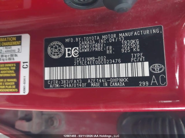 Aukcja sprzedaży 2013 Toyota Matrix, vin: 2T1LE4EE0DC023476, numer aukcji: 12561455