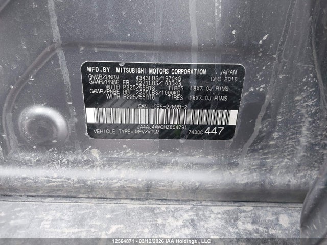 JA4AJ4AW0HZ604791 Mitsubishi Rvr Black Edition/gt/se Limited Edition