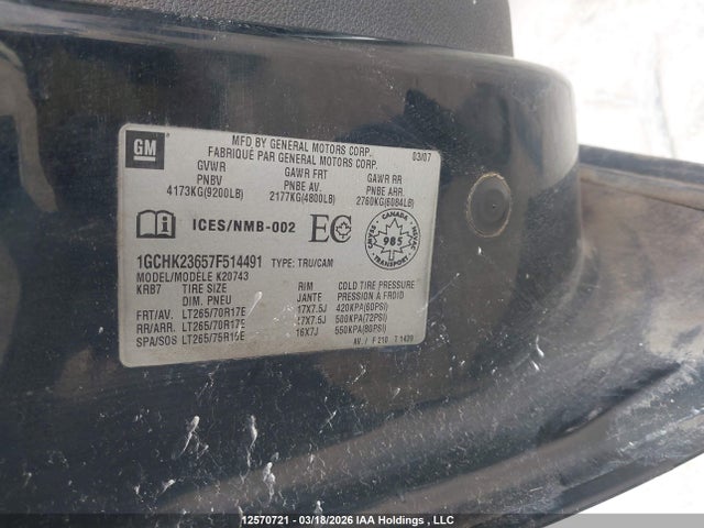 Aukcja sprzedaży 2007 Chevrolet Silverado 2500hd Next Generation Lt/ltz/wt, vin: 1GCHK23657F514491, numer aukcji: 12570721
