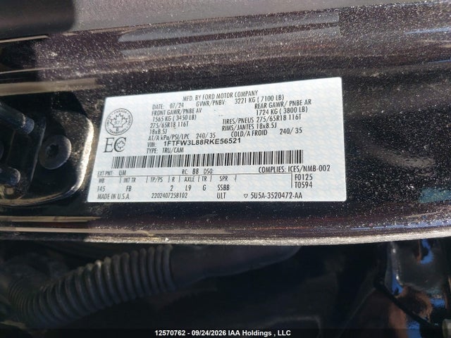 1FTFW3L88RKE56521 Ford F-150 Xlt