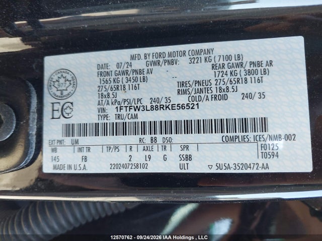 Ford F-150 Xlt 2024 1FTFW3L88RKE56521 Image 9