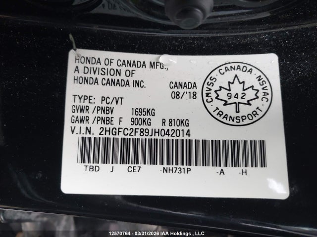 Продажа на аукционе авто 2018 Honda Civic Ex 4dr, vin: 2HGFC2F89JH042014, номер лота: 12570764