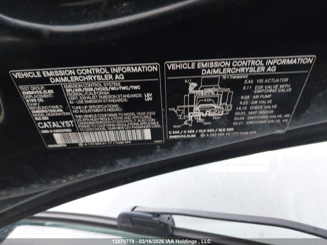 12570778 :رقم المزاد ، WDBKK65FX2F256633 vin ، 2002 Mercedes-benz Slk 320 320 مزاد بيع
