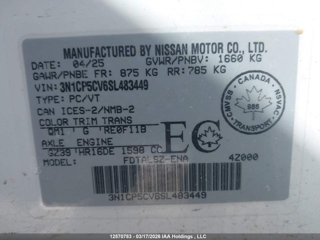 3N1CP5CV6SL483449 Nissan Kicks Play Sv