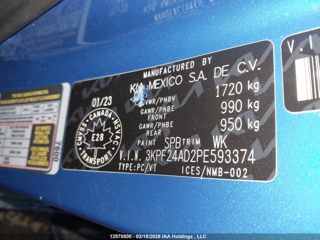 Aukcja sprzedaży 2023 Kia Forte Lx/lxs, vin: 3KPF24AD2PE593374, numer aukcji: 12570800