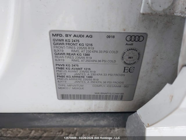 WA1BNAFY2J2248103 Audi Q5 2.0t Progressiv