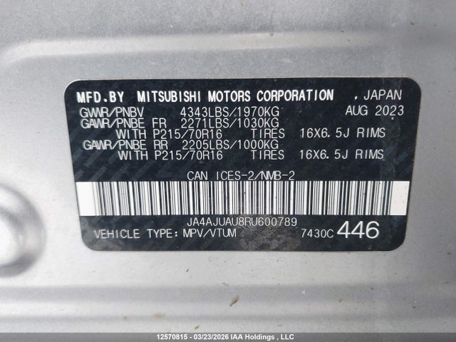 JA4AJUAU8RU600789 Mitsubishi RVR ES