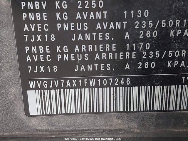 WVGJV7AX1FW107246 Volkswagen Tiguan S/se/sel/r-line