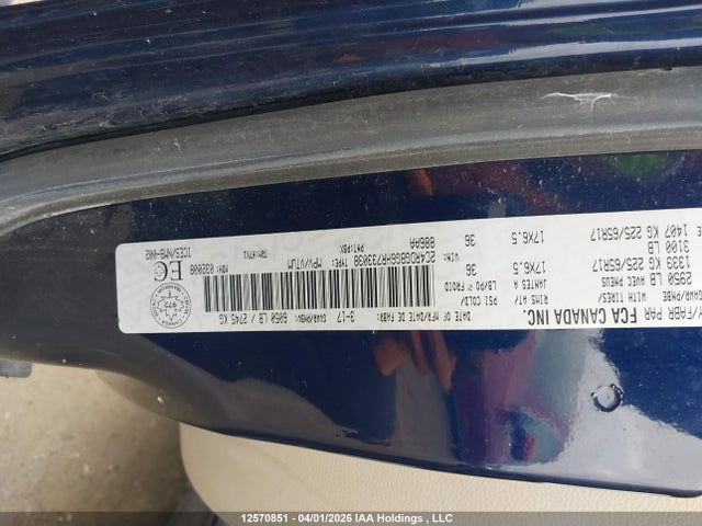 Продаж на аукціоні авто 2017 Dodge Grand Caravan Cvp/sxt, vin: 2C4RDGBG6HR733038, номер лоту: 12570851