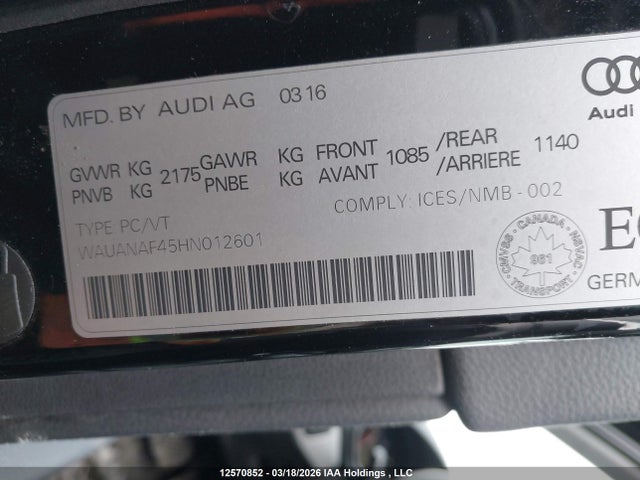 WAUANAF45HN012601 Audi A4 2.0t Komfort