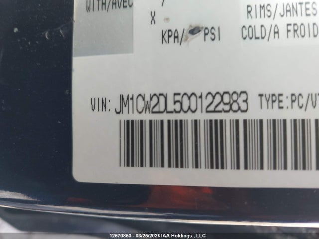 12570853 :رقم المزاد ، JM1CW2DL5C0122983 vin ، 2012 Mazda Mazda5 مزاد بيع