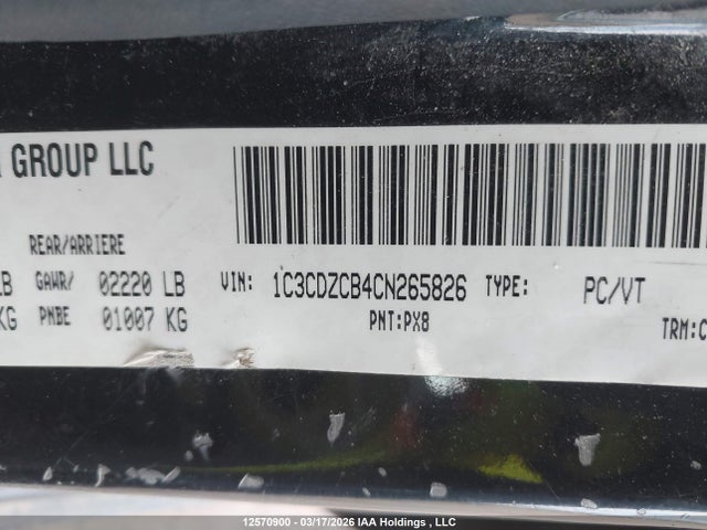 12570900 :رقم المزاد ، 1C3CDZCB4CN265826 vin ، 2012 Dodge Avenger Sxt مزاد بيع