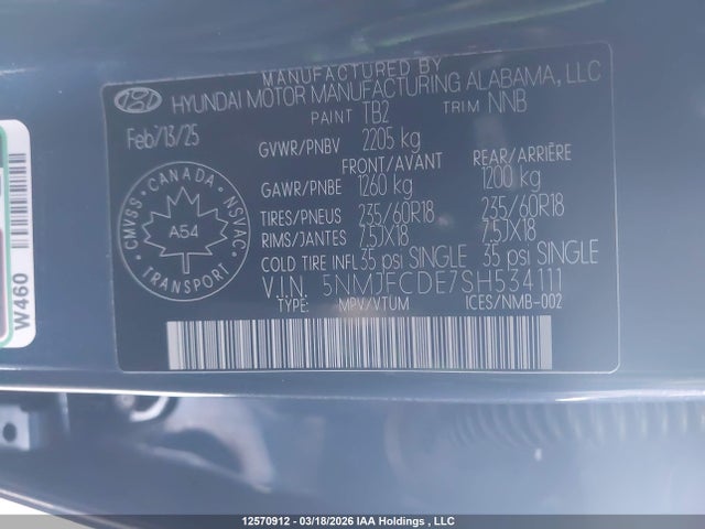 5NMJFCDE7SH534111 Hyundai Tucson Xrt